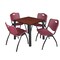 Kee Kee Square Table & Chair Set, Wood, Metal, Plastic Top, Cherry TB3030CHBPBK47BY - alternate 1